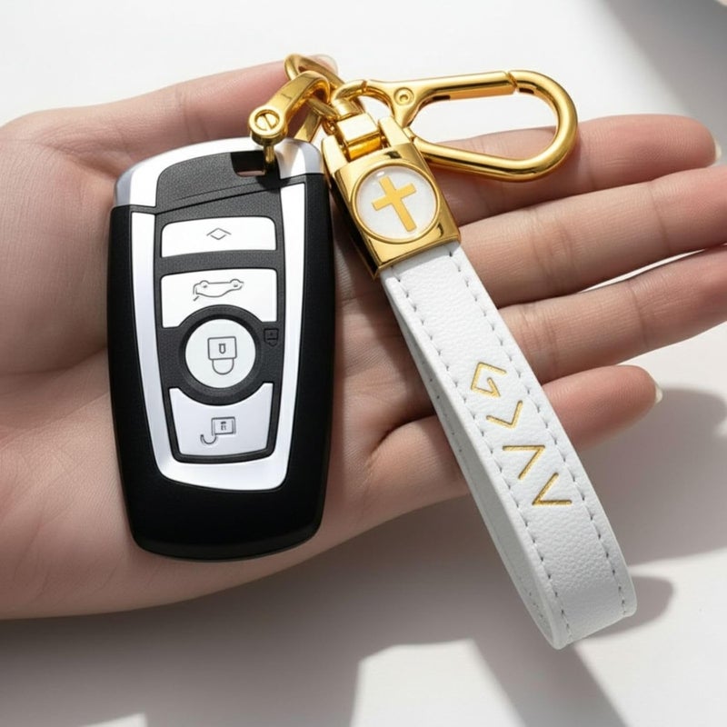 TLOEP Christian Leather Cross Keychain for Men & Women - God Is Greater Than the Highs and Lows Key Ring, Faith Gift - Image 2